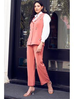 Label Swish - Blush Peach Shirt with Blazer and Pant