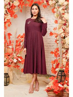Label Swish - Maroon Heart Flared Dress