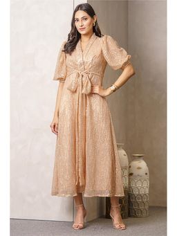 Label Swish - Lulu Beige Sequence Slay Dress