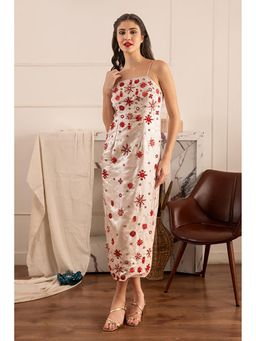 Label Swish - Beige Heavily Embellished Midi Dress