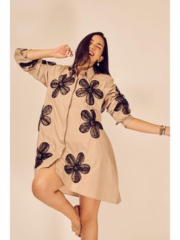 Label Swish - Butterscotch Beige Cotton Poplin Dress