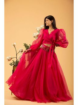 Label Swish - Magenta Crop Top with Skirt