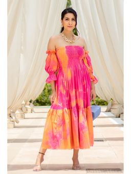 Label Swish - Mustard Tie Dye Smocked Dress