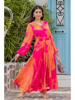 Label Swish - Mustard Tie Dye Crepe Dress