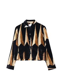 No Grey Area - Multi-Color Pandan Velvet Cropped Shacket