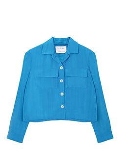 No Grey Area - Blue Viscose Cropped Shacket