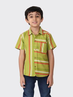 Fabindia - Green Cotton Linen Short Sleeves Shirt