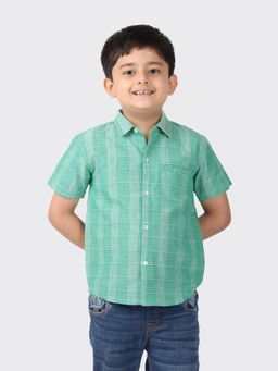 Fabindia - Green Cotton Short Sleeves Shirt