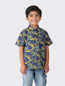 Fabindia - Navy Cotton Printed Shirt
