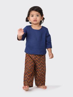 Fabindia - Navy Cotton Kalamkari Printed Pant (Set of 2)