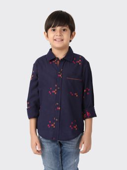 Fabindia - Navy Cotton Dobby Straight Shirt