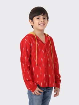 Fabindia - Red Cotton Ikat Woven Shirt