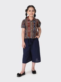 Fabindia - Navy Cotton Ikat Woven Pant (Set of 2)