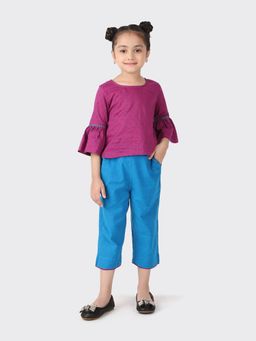 Fabindia - Purple Cotton Hand Block Printed Straight Pant (Set of 2)