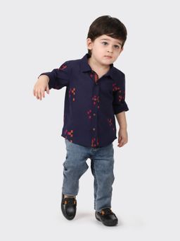 Fabindia - Navy Cotton Dobby Shirt