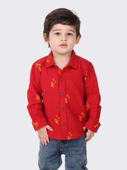 Fabindia - Red Cotton Dobby Shirt