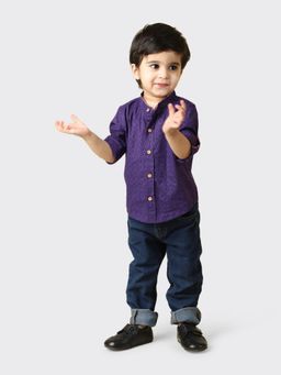 Fabindia - Purple Cotton Printed Straight Shirts