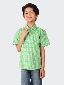 Fabindia - Green Cotton Printed Shirt