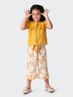 Fabindia - Mustard Cotton Printed Straight Pant (Set of 3)