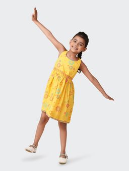 Fabindia - Yellow Cotton Printed Dress