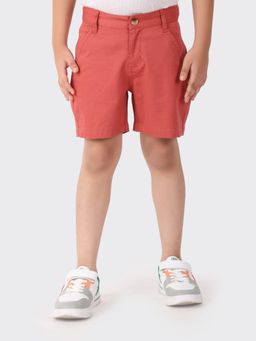 Fabindia - Red Cotton Blend Woven Shorts