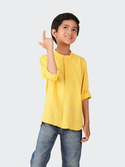 Fabindia - Yellow Cotton Embroidered Shirt