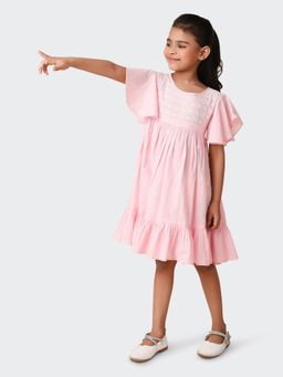 Fabindia - Pink Cotton Embroidered Dress