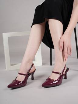 Twenty Dresses by Nykaa Fashion - Maroon Pointed Toe Slim Heels with Buckle Women
