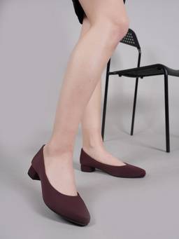Twenty Dresses by Nykaa Fashion - Maroon Round Toe Mary Pumps Block Heels for Women