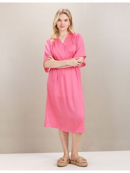 U.S. POLO ASSN. - V-neck Textured Midi Dress