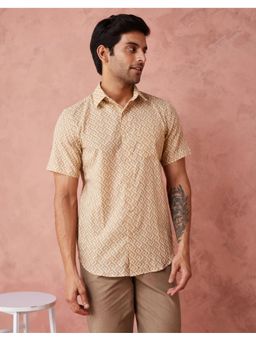 Fabindia - Rust Cotton Printed Slim Fit Regular Shirt