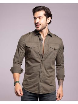 ROOKIES - Winter Military Green Full Sleeves Solid Shirt (Rjs2100A)