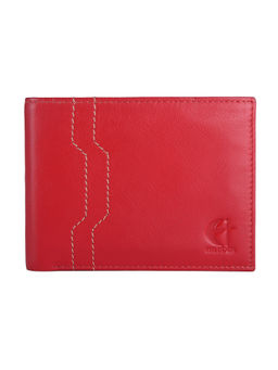 HiLEDER - Rfid Protected Pure Leather Bifold Men's Wallet With 9 Card Slots Red