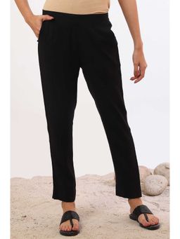Aurelia - Womens Black Solid Blend Straight Pant