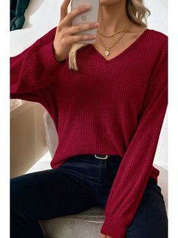 Errabelly - Racing Red Contrast Ribbon Bow Back Drop Shoulder Top