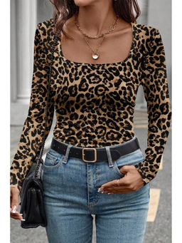 Errabelly - Brown Leopard Print Slim Top