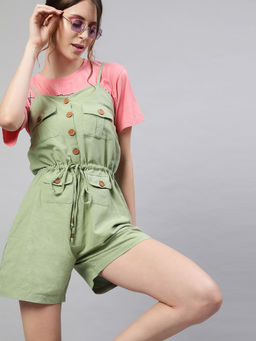 STREET 9 - Solid Green Playsuit