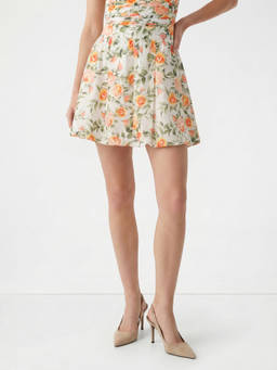 Cover Story - Postcard Orange Floral Mini Skirt