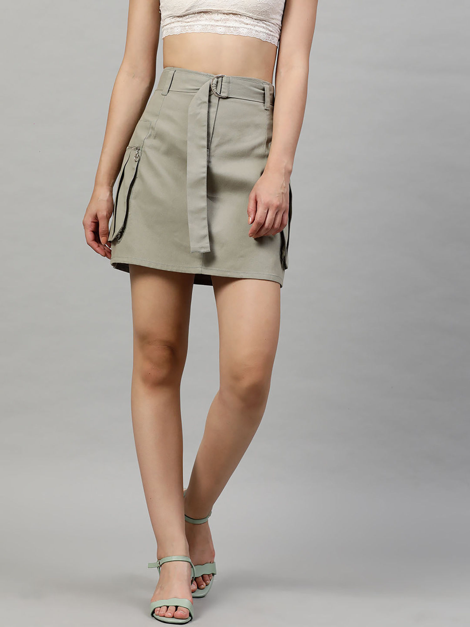 street 9 Twill Green Mini Skirt-picture-15