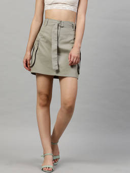 STREET 9 - Twill Green Mini Skirt