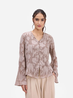 Strong And Brave - Light Brown Jacquard Top
