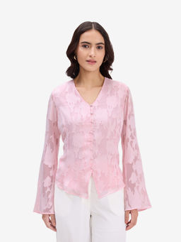 Strong And Brave - Pink Jacquard Top