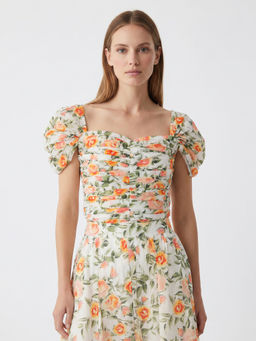 Cover Story - Post Card Orange Floral Top