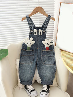 Little Surprise Box - Blue Fun 3D Hands Denim Dungaree