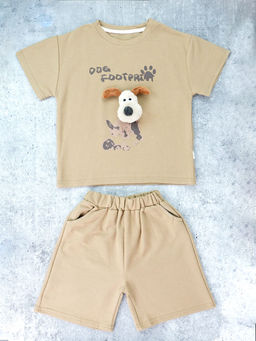 Little Surprise Box - Brown Doggy Paw T-Shirt with Shorts (Set of 2)