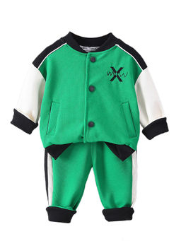 Little Surprise Box - Green Varsity Style Jacket with Track (Set of 2)