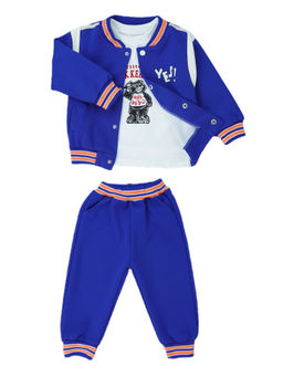 Little Surprise Box - Blue Varsity Jacket with Tracks and T-Shirt (Set of 3)