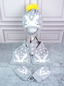 Little Surprise Box - Grey Winter Cap with Mufflers and Gloves (4-8 Years) (Set of 3)