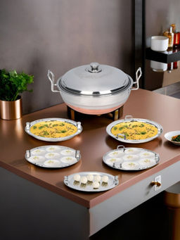 Kuber Industries - Silver Stainless Steel with Copper Base Idli Maker Set