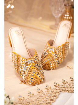 House of Vian - Women Mustard Mahira Heeled Mules